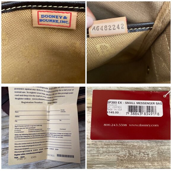 Vintage 1990s/Y2K Dooney & Bourke Small Logo Canvas Messenger Bag Made in USA - Picture 10 of 16